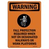 Signmission OSHA WARNING Sign, Fall Protection Required W/ Symbol, 14in X 10in Aluminum, 10" W, 14" H, Portrait OS-WS-A-1014-V-13179